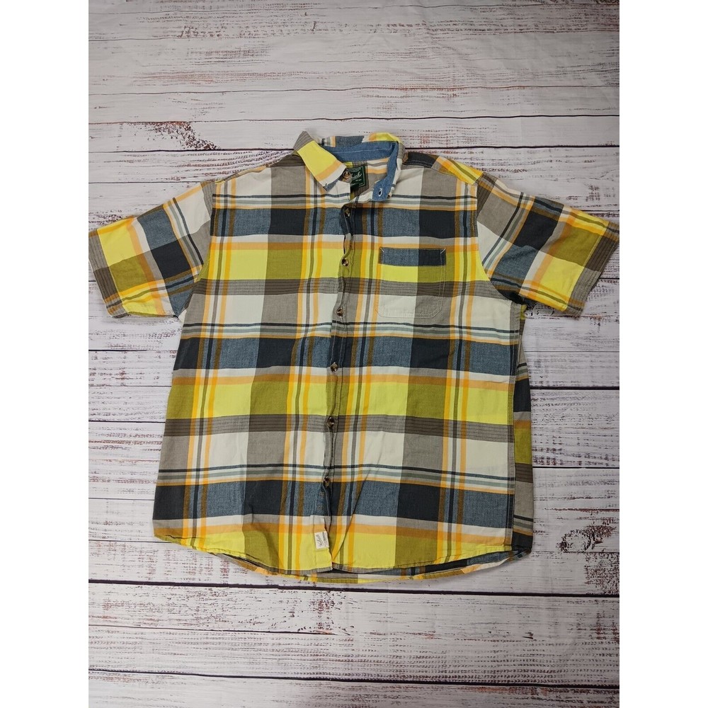 Woolrich Shirt Men's Large Multicolor Organic Cotton Short Sleeve Button-down
